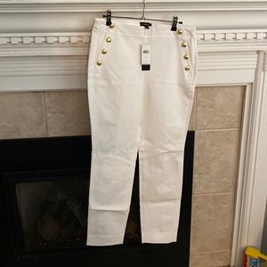 White banana republic pants with gold buttons brand new with tags